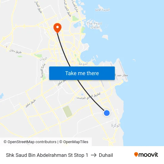 Shk Saud Bin Abdelrahman St Stop 1 to Duhail map