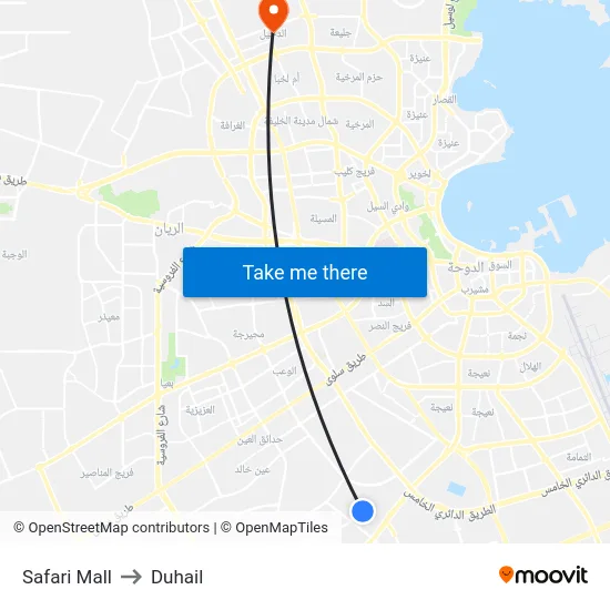 Safari Mall to Duhail map