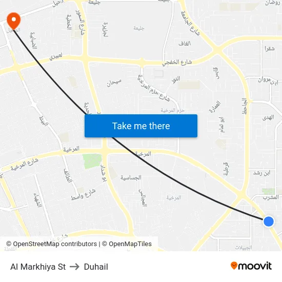 Al Markhiya St to Duhail map