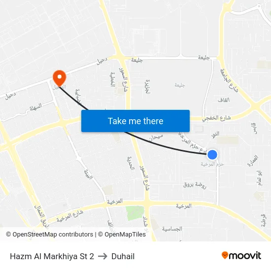 Hazm Al Markhiya St 2 to Duhail map