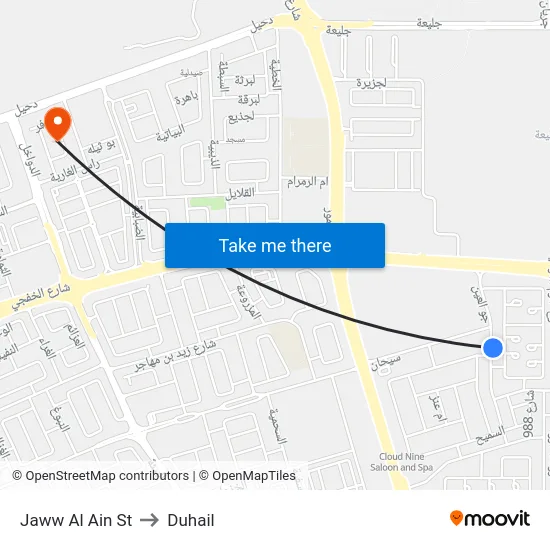 Jaww Al Ain St to Duhail map