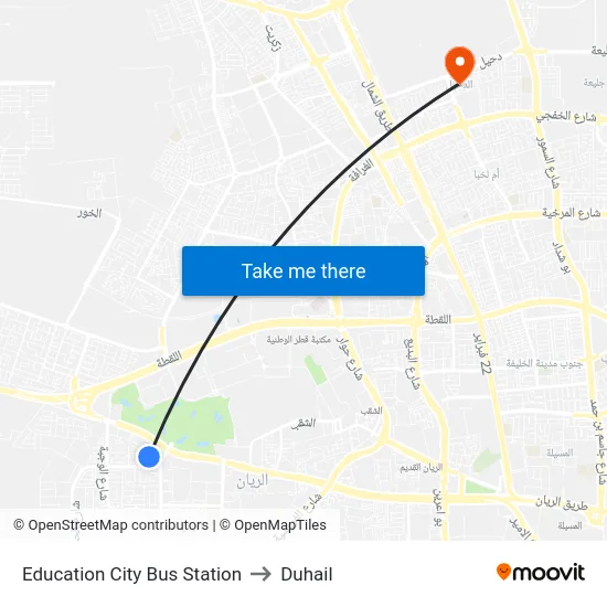 Education City Bus Station to Duhail map