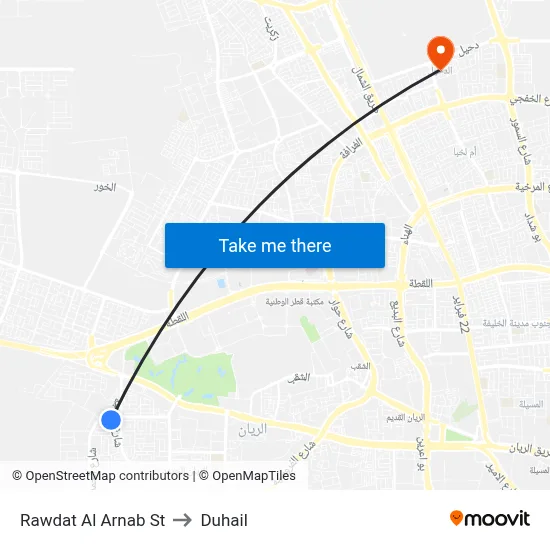 Rawdat Al Arnab St to Duhail map