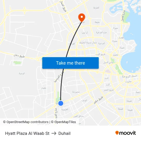 Hyatt Plaza Al Waab St to Duhail map