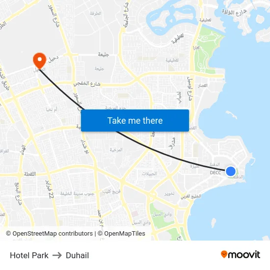 Hotel Park to Duhail map