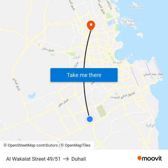 Al Wakalat Street 49/51 to Duhail map