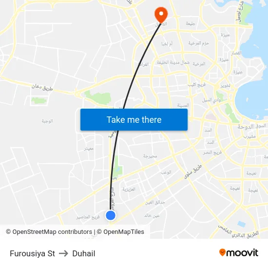 Furousiya St to Duhail map
