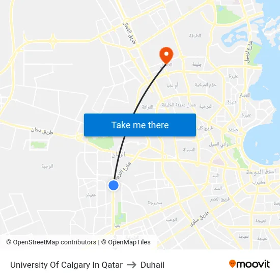 University of Calgary in Qatar to Duhail map