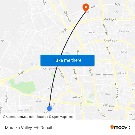 Muraikh Valley to Duhail map