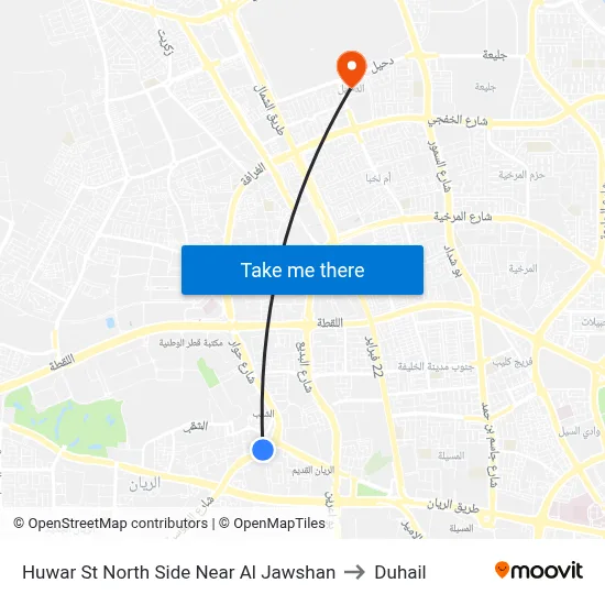 Huwar Street North Side Near Al Jawshan to Duhail map