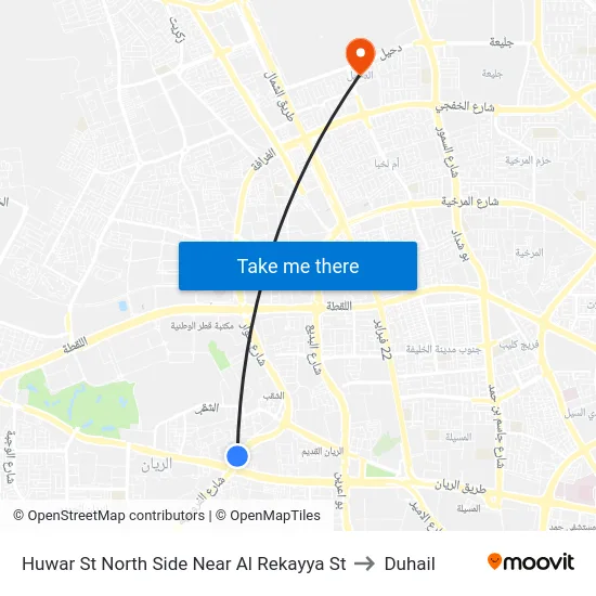 Huwar St North Side Near Al Rekayya St to Duhail map