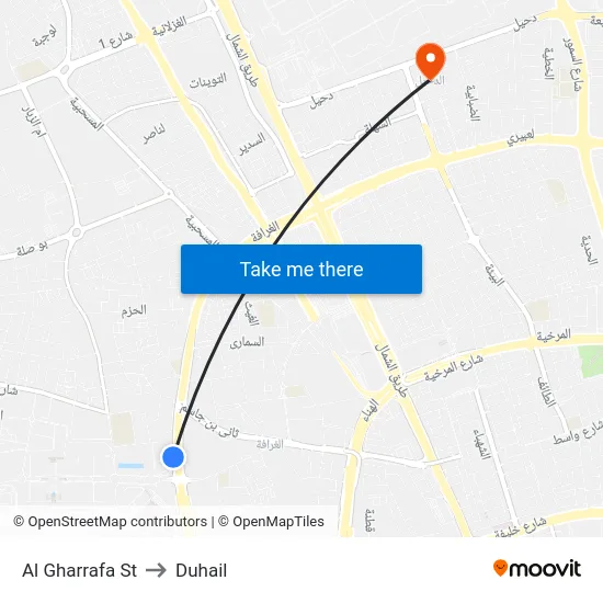 Al Gharrafa St to Duhail map