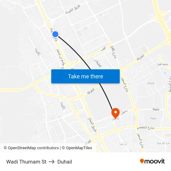 Wadi Thumam St to Duhail map