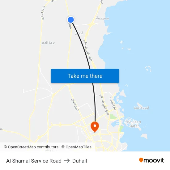 Al Shamal Service Road to Duhail map