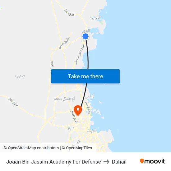 Joaan Bin Jassim Academy For Defense to Duhail map