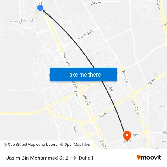Jasim Bin Mohammed Street 2 to Duhail map