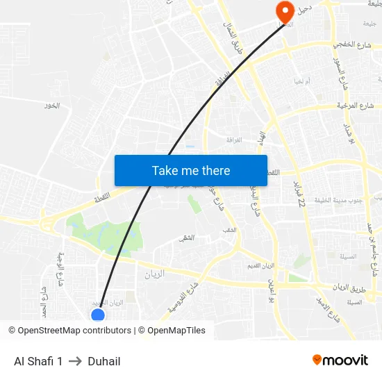 Al Shafi 1 to Duhail map