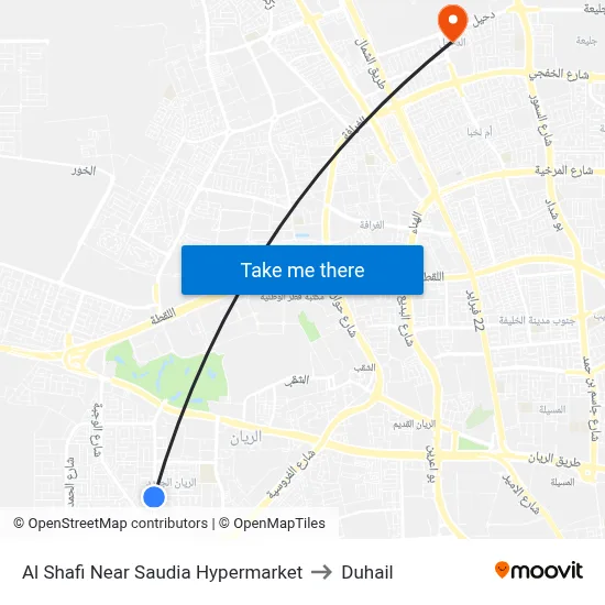 Al Shafi Near Saudia Hypermarket to Duhail map