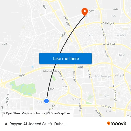 Al Rayyan Al Jadeed St to Duhail map