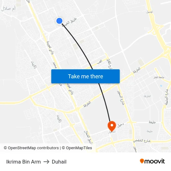 Ikrima Bin Arm to Duhail map