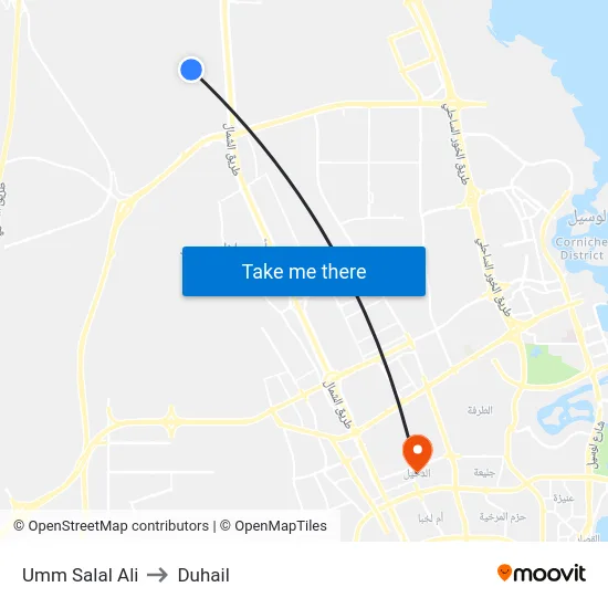 Umm Salal Ali to Duhail map