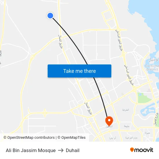 Ali Bin Jassim Mosque to Duhail map