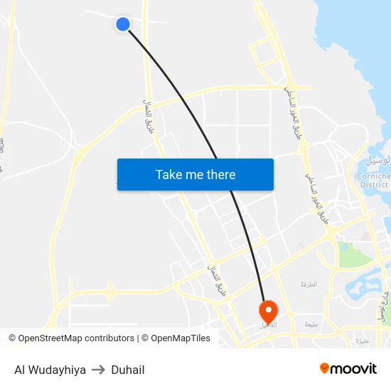 Al Wudayhiya to Duhail map