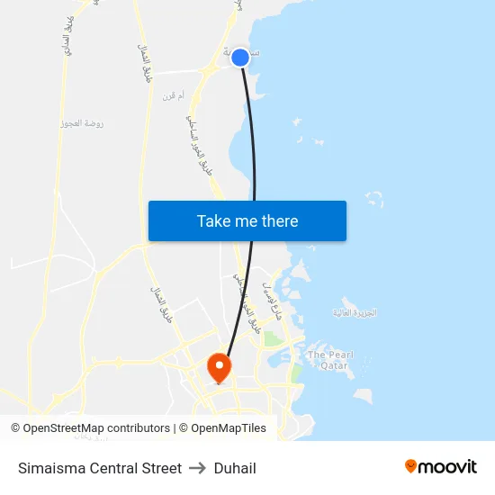 Simaisma Central Street to Duhail map