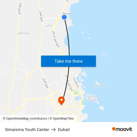 Simaisma Youth Center to Duhail map