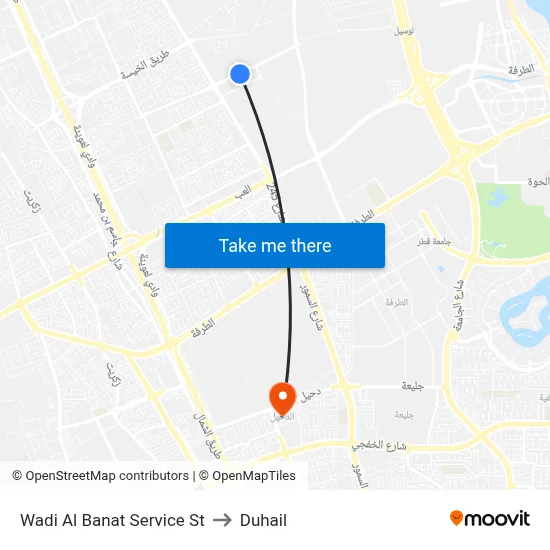 Wadi Al Banat Service St to Duhail map
