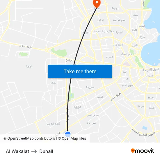 Al Wakalat to Duhail map