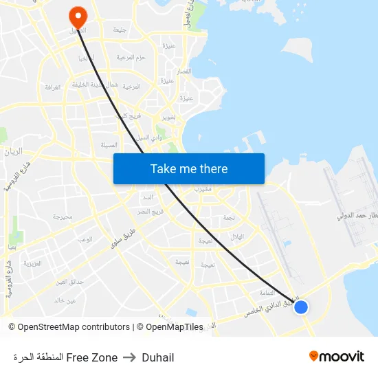 المنطقة الحرة Free Zone to Duhail map