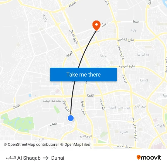 الشقب Al Shaqab to Duhail map