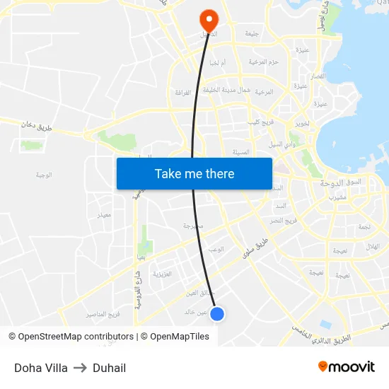 Doha Villa to Duhail map