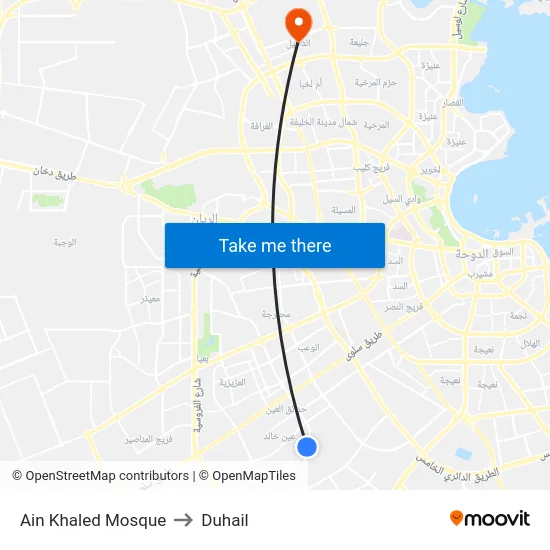 Ain Khaled Mosque to Duhail map