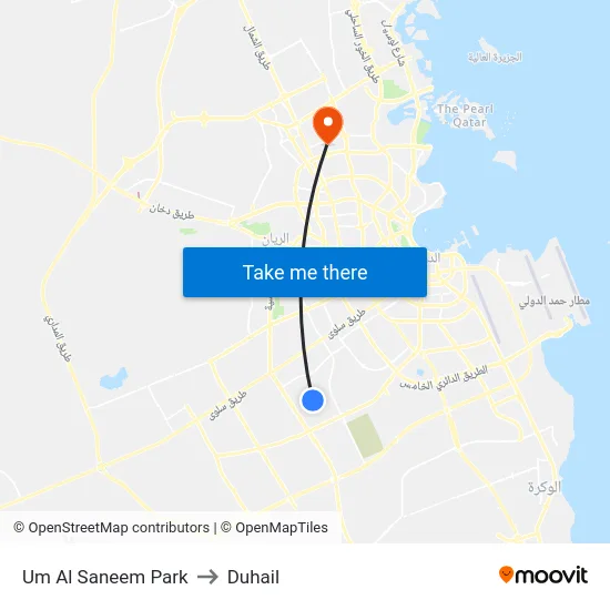 Um Al Saneem Park to Duhail map