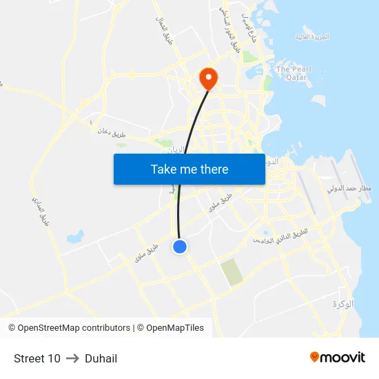 Street 10 to Duhail map