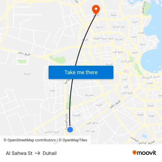 Al Sahwa St to Duhail map