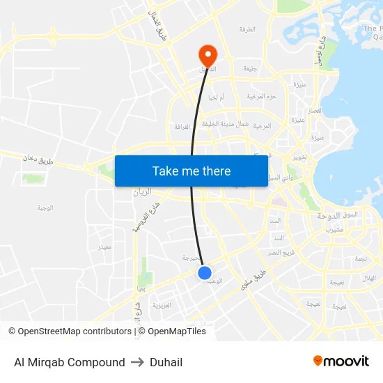 Al Mirqab Compound to Duhail map