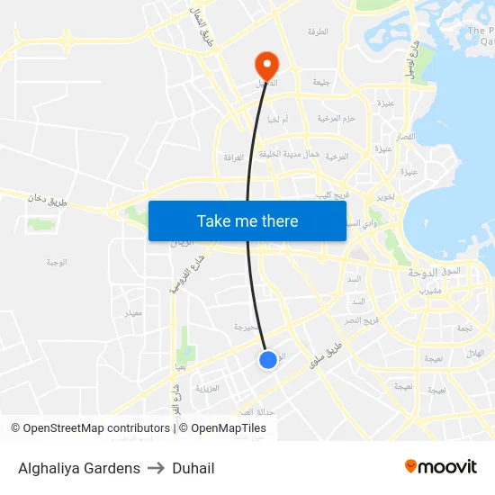 Alghaliya Gardens to Duhail map