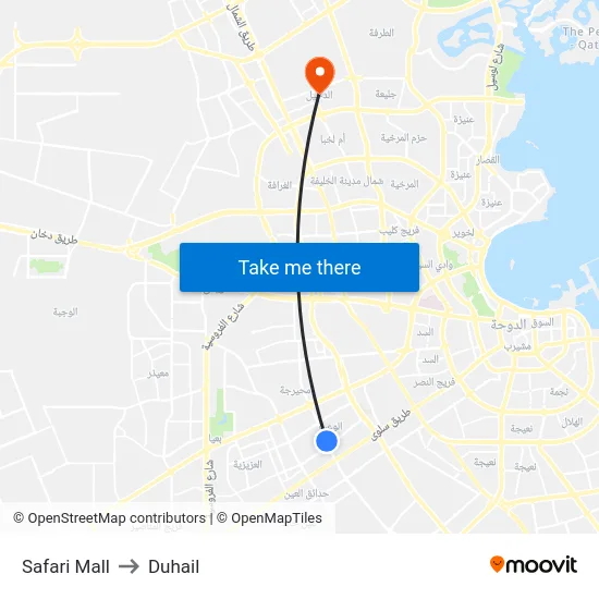 Safari Mall to Duhail map