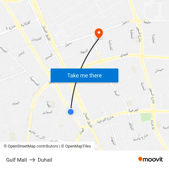 Gulf Mall to Duhail map