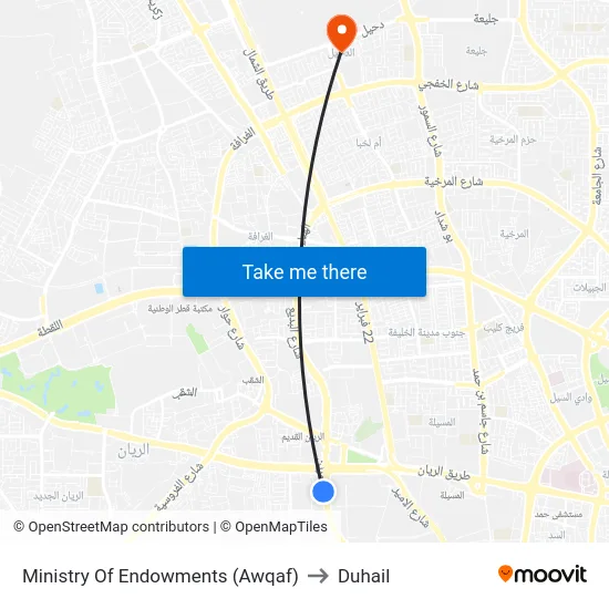 Ministry Of Endowments (Awqaf) to Duhail map