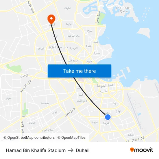 Hamad Bin Khalifa Stadium to Duhail map
