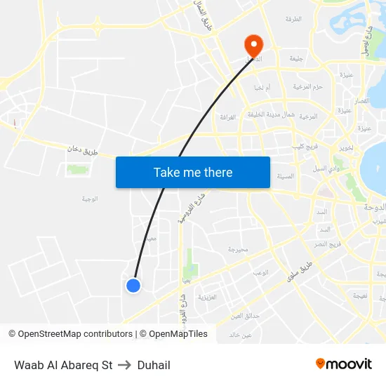Waab Al Abareq St to Duhail map