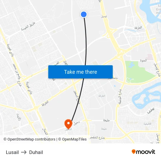 Lusail to Duhail map
