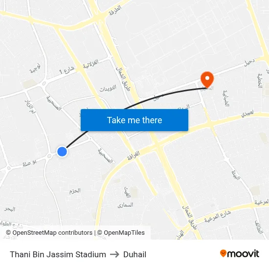Thani Bin Jassim Stadium to Duhail map