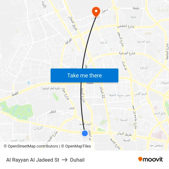 Al Rayyan Al Jadeed St to Duhail map