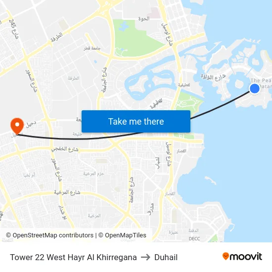 Tower 22 West Hayr Al Khirregana to Duhail map