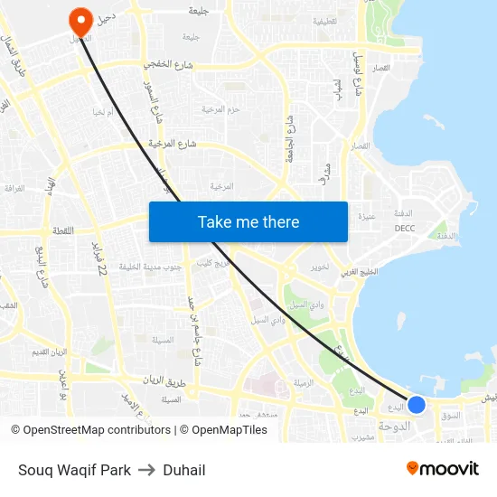 Souq Waqif Park to Duhail map